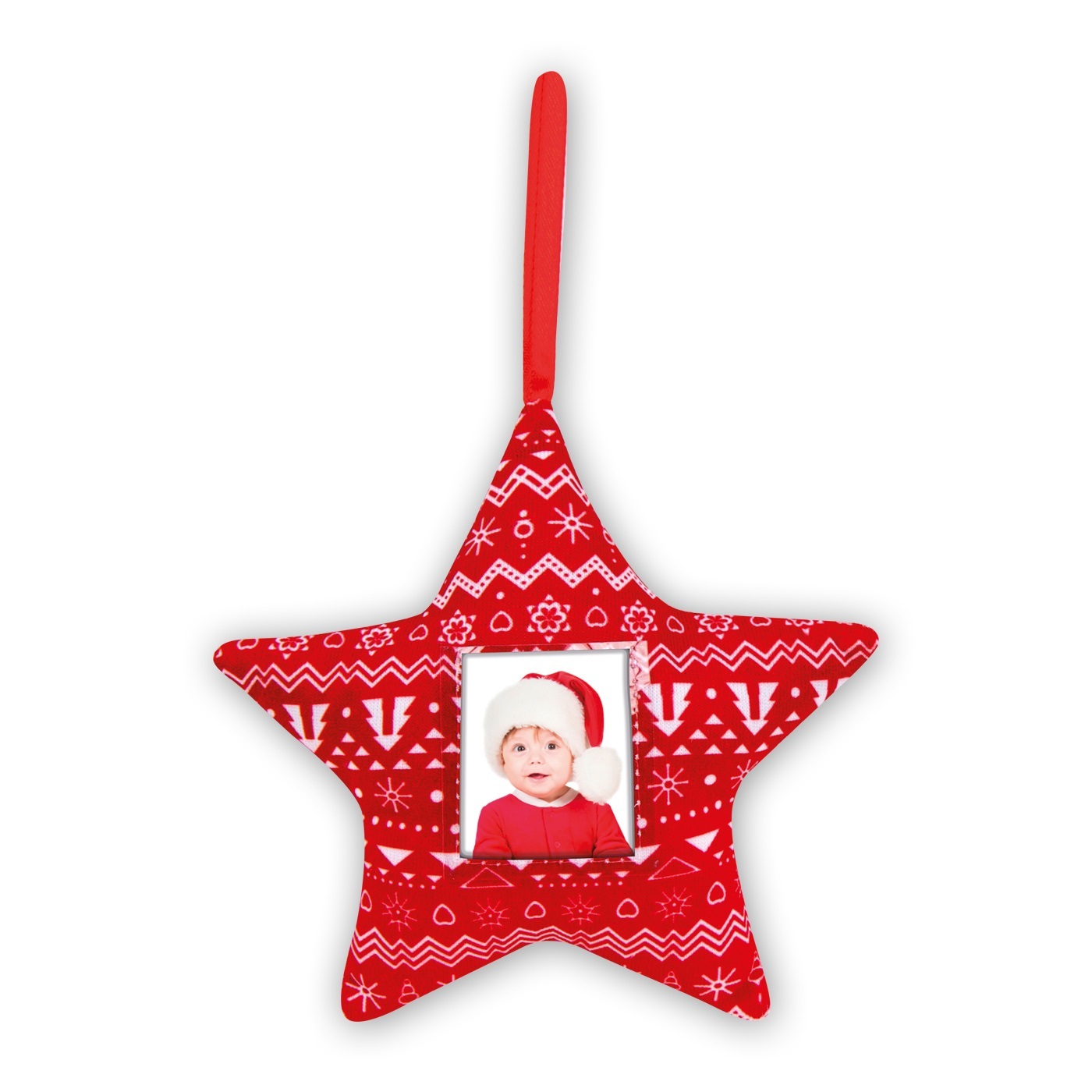 Pallina Natale Stella Stoffa con foto Omaggio Personalizzata