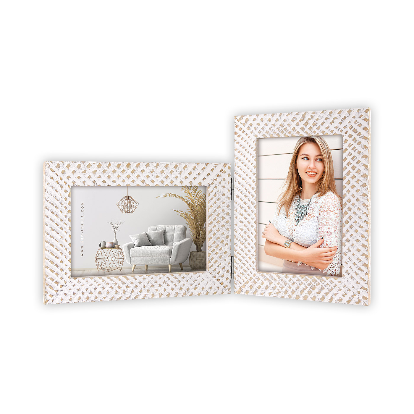 Cornice Legno Doppia Moderna con due Foto Omaggio Personalizzate
