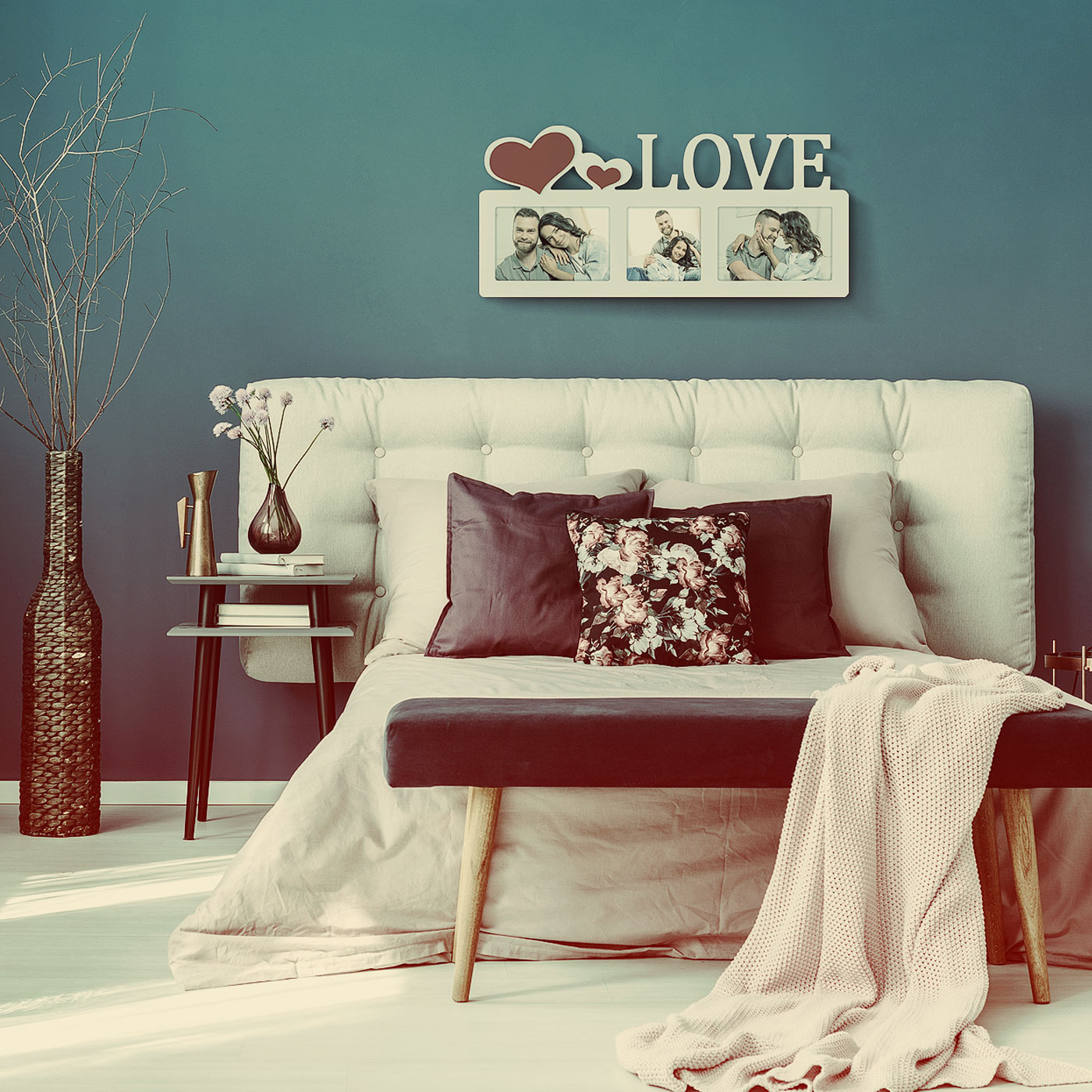 Cornice San Valentino E Multipla Love con tre foto Omaggio personalizzate - immagine 3
