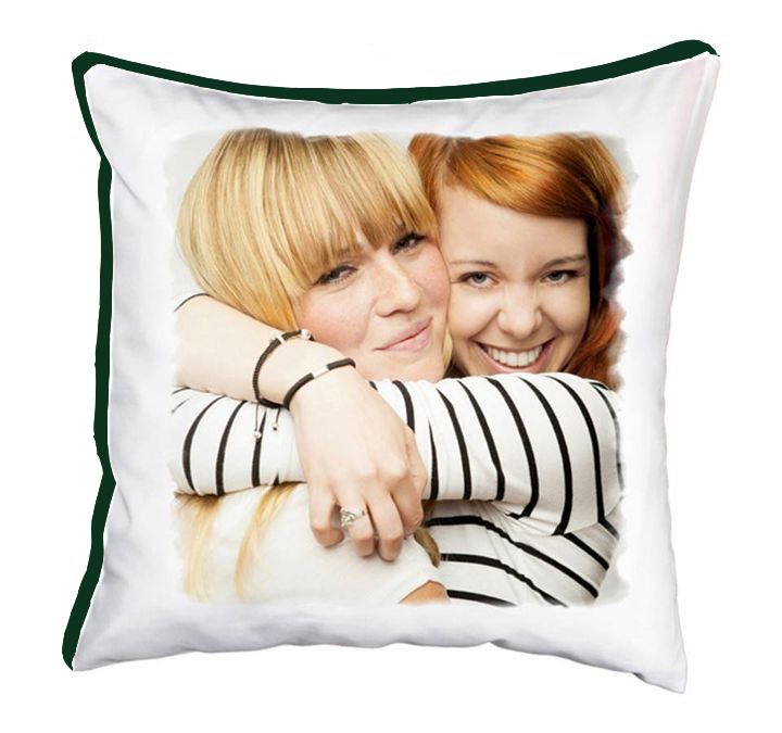 cuscino quadrato verde personalizzabile con foto frase o scritta