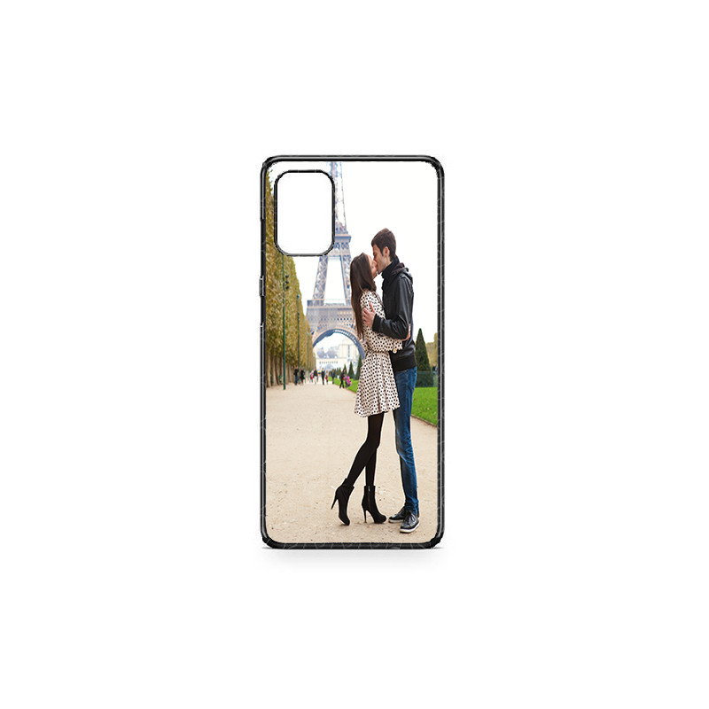 Cover per cellulare con bordo in gomma morbida nera personalizzata tramite lamierino stampabile applicato tramite adesivo