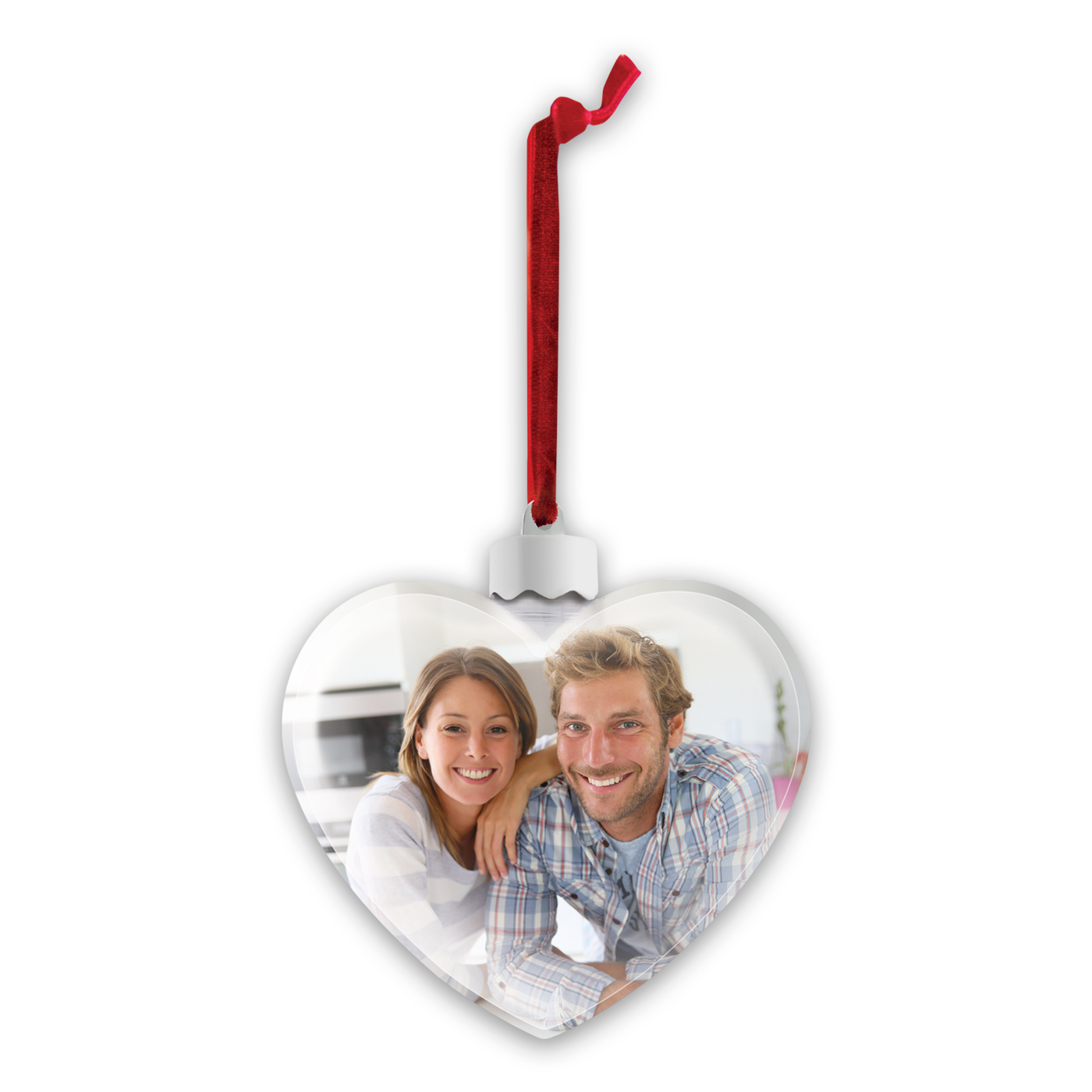Pallina Natale Cuore Trasparente con due foto Omaggio Personalizzate