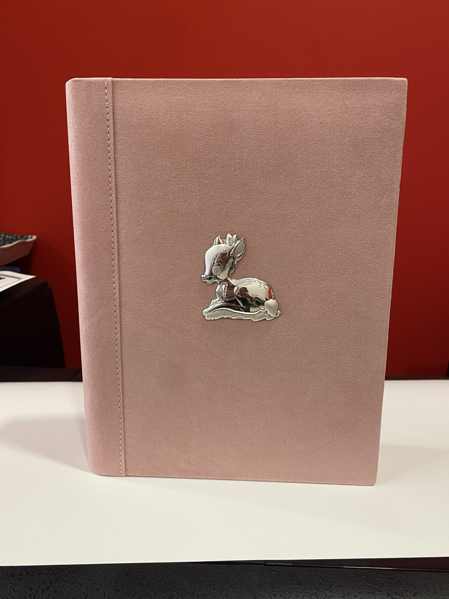Album classico rosa con applicazione cerbiatto in silver