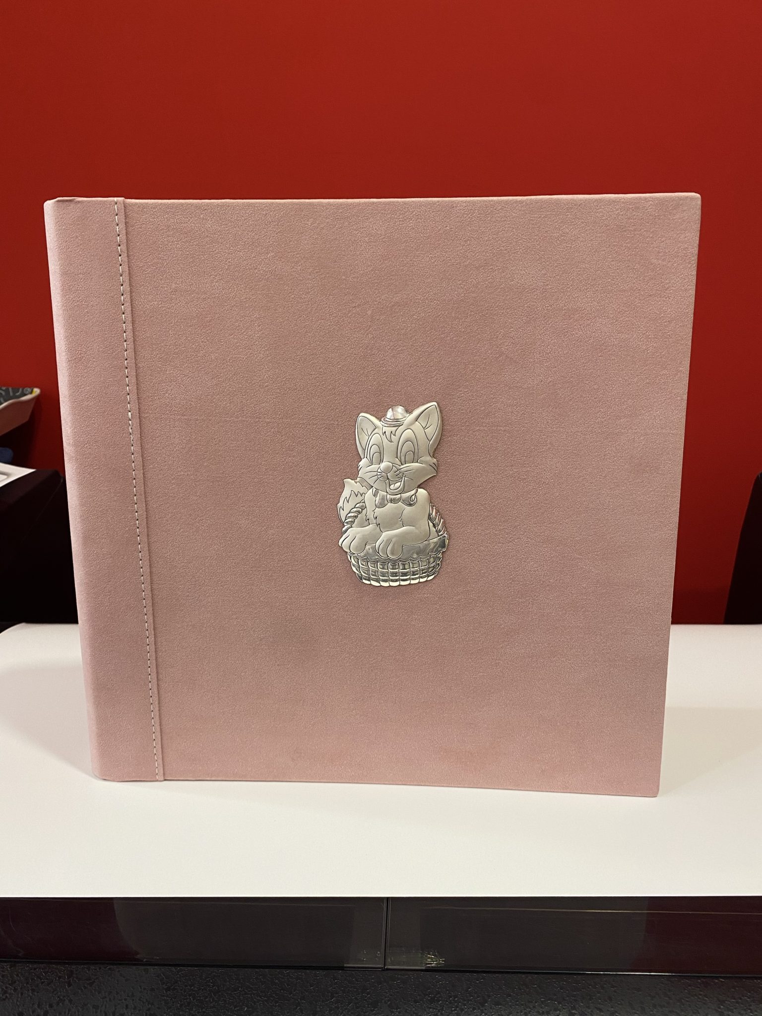 Album classico rosa con applicazione gattino in silver