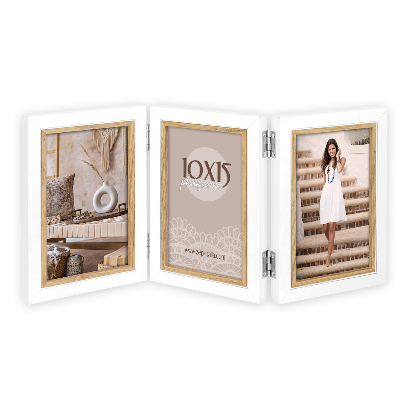 Cornice Tripla Legno con tre Foto Omaggio Personalizzate