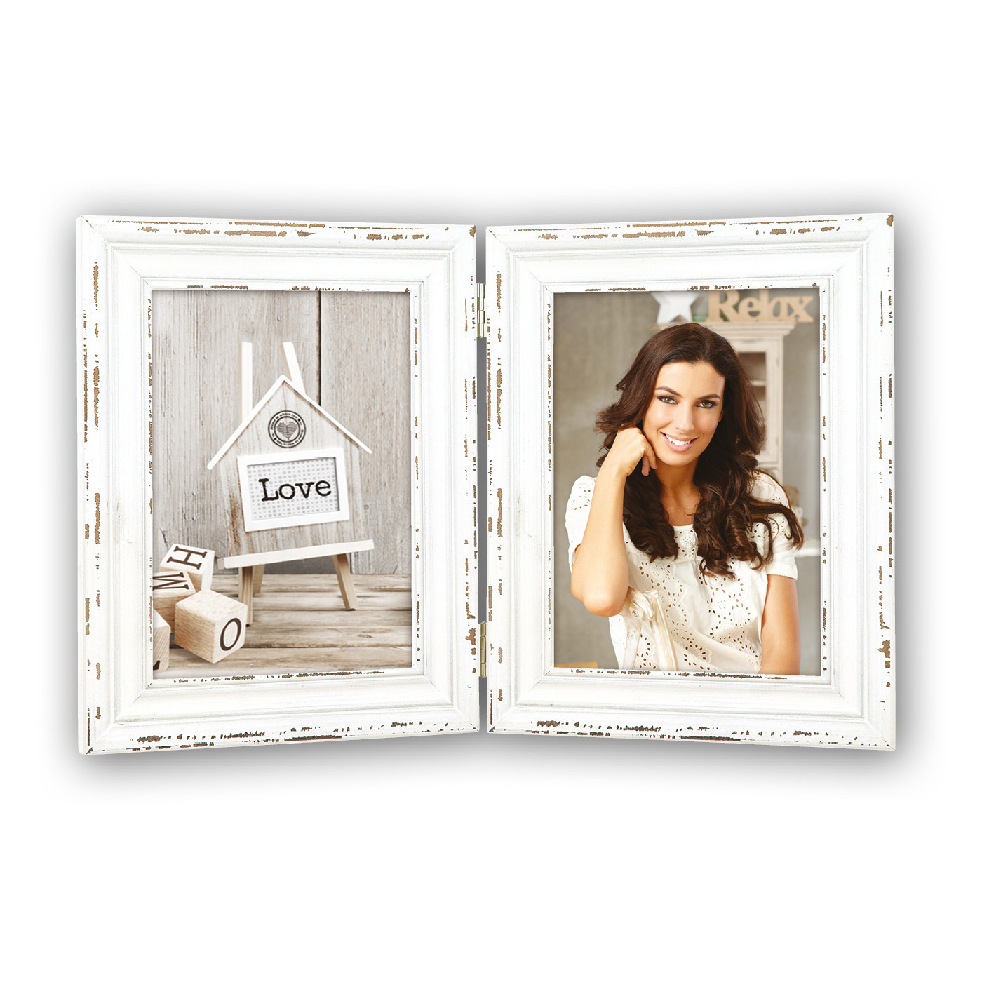Cornice doppia Legno con due Foto Omaggio Personalizzate
