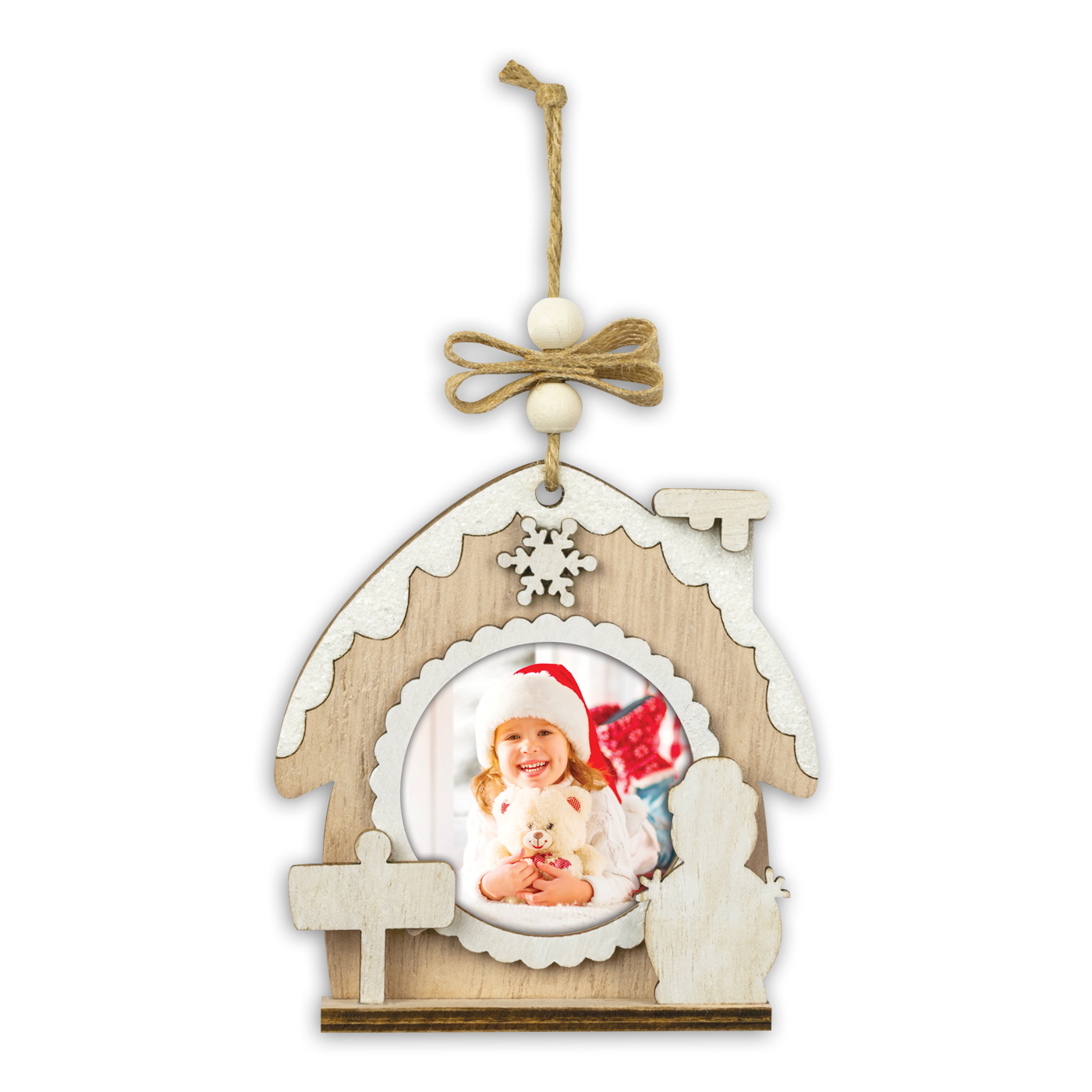 Pallina Decoro Albero Natale Legno Hazel A con Foto Omaggio
