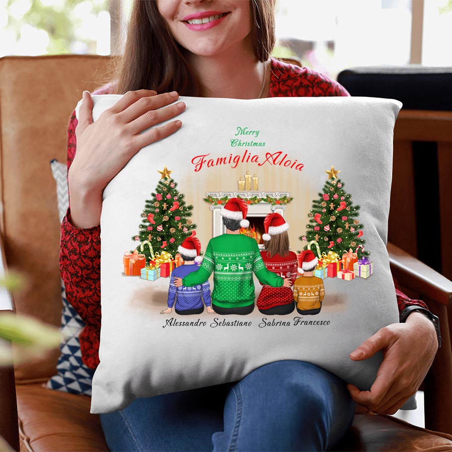 Cuscino Famiglia Natalizio Personalizzato
