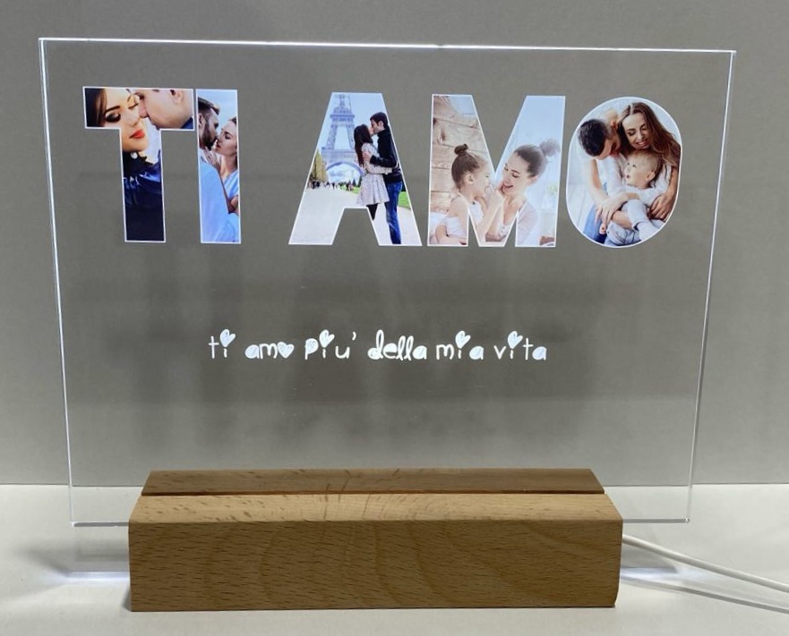 Lampada Ti Amo con Foto e Frase Personalizzata