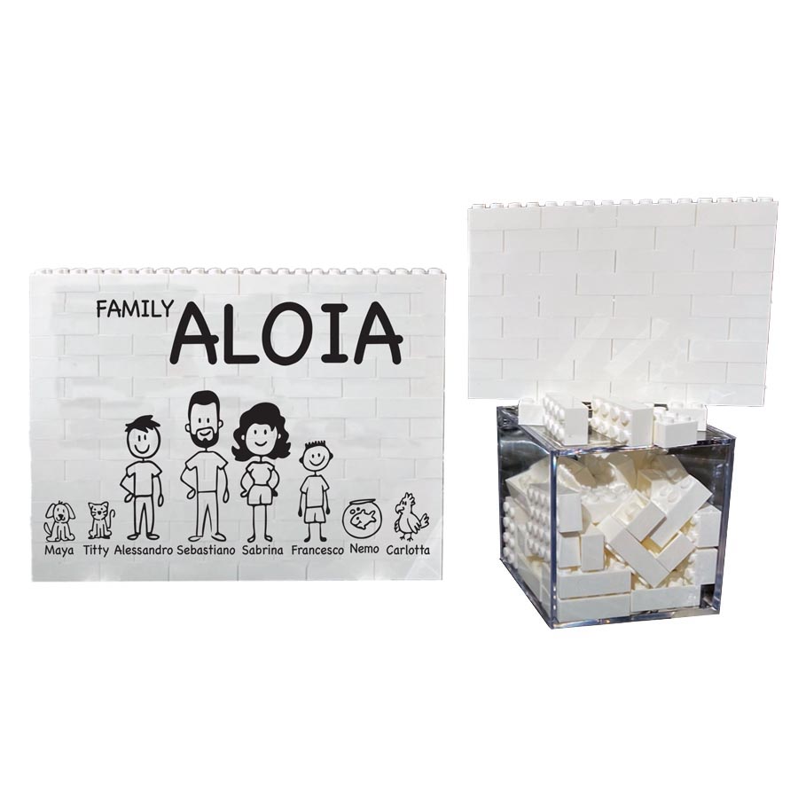 Mattoncini Puzzle Grafica Family Personalizzato con Personaggi e Nomi