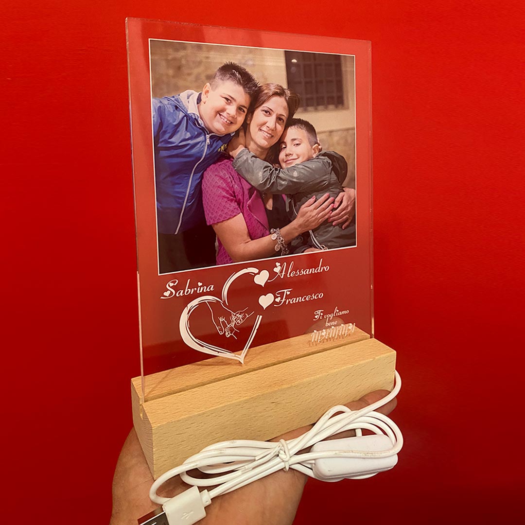 Lampada Mamma con Foto e Nomi Personalizzata