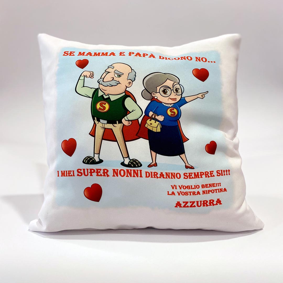 Foto su Cuscino Super Nonni Quadrato Personalizzato
