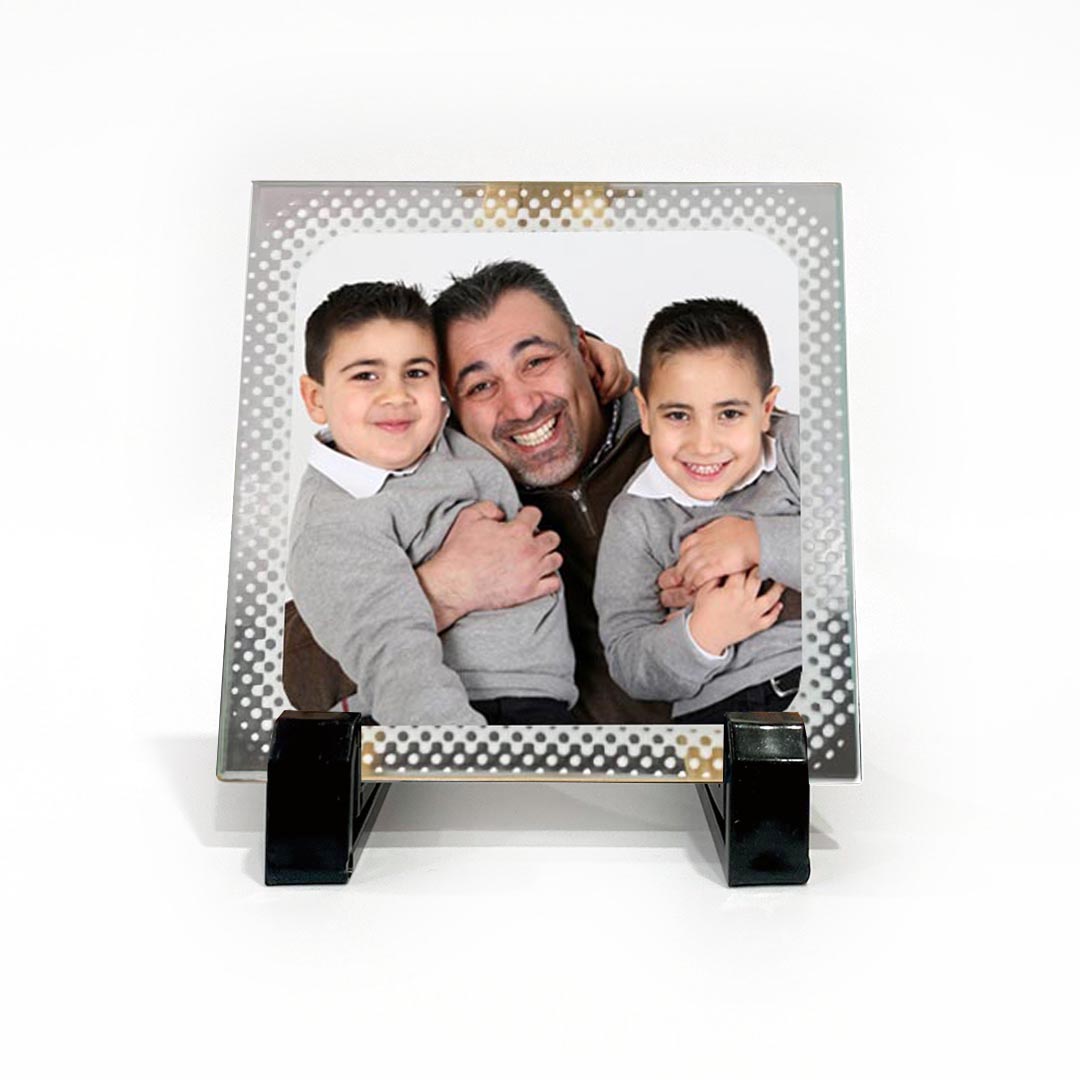 Mattonella Papà 10x10 vetro con Foto Personalizzata + piedini in plastica