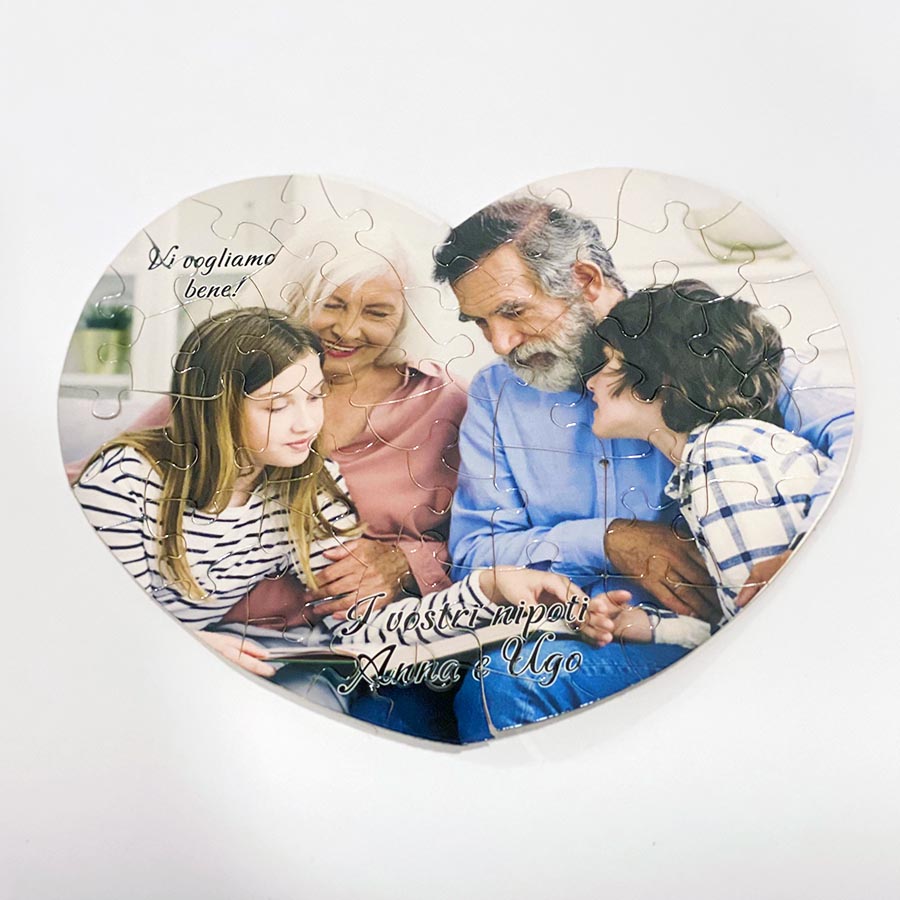 Puzzle Cuore Nonni con Foto Personalizzata