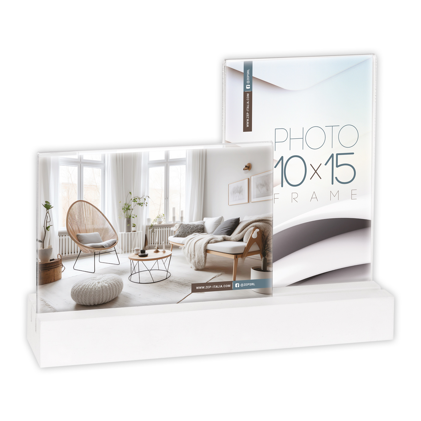 Cornice Moderna plexi Doppia base legno  Foto Omaggio Personalizzate