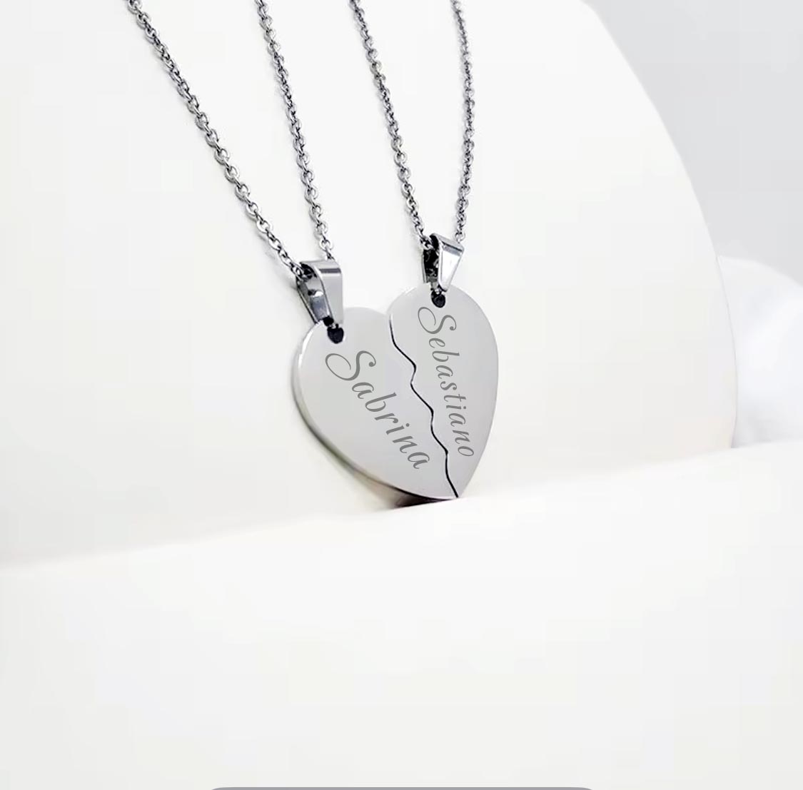 Collana cuore spezzato due collane in acciaio Personalizzate